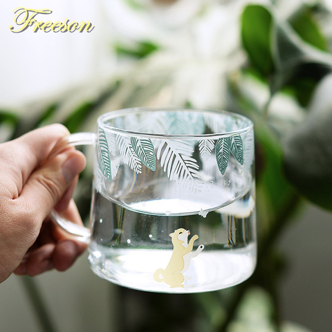 Creative Shiba Inu Glass Coffee Mug 320ml Cute Squirrel Tea Mug Elk Tea Cup Heat Resistant Glass Beer Mug Coffee Cup Dropship ► Photo 1/6