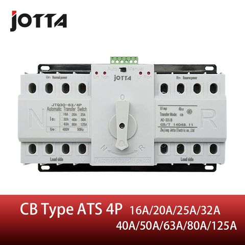 Jotta ATS 4P Dual Power Automatic Transfer Switch 4P Circuit Breaker MCB AC 230V 16A 20A 25A 32A 40A 50A 63A 80A 125A ► Photo 1/5