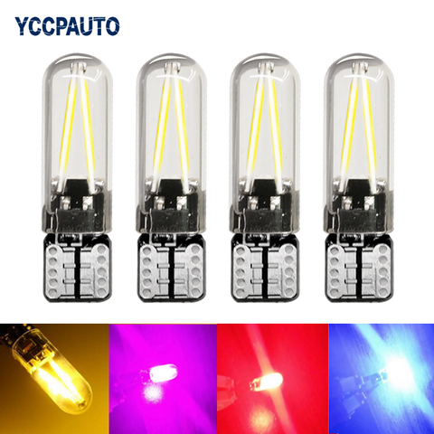 YCCPAUTO 4Pcs T10 LED 194 168 W5W COB Filament Bulbs Glass 12v Car Side Marker Light Interior Dome Reading Lamp White 6000k 12v ► Photo 1/6