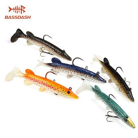 Bassdash Saltwater Bass Fishing Lure True Pike Soft Swimbait, Built-in Lead Weight 10.5cm/17g , 13cm/30g, Pack of 6 ► Photo 1/6