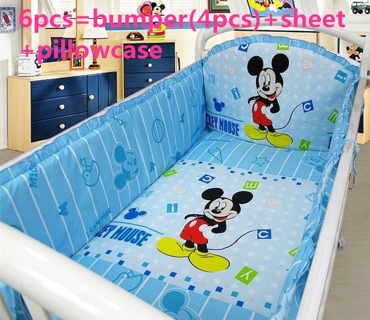 6PCs Baby Cot Bumper Bed Sheet Pillowcase Toddler Infant Crib Bedding Set Cotton 