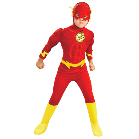 Boy The Flash Muscle Superhero Fancy Dress Kids Fantasy Comics Movie Carnival Party Halloween Cosplay Costumes ► Photo 1/6