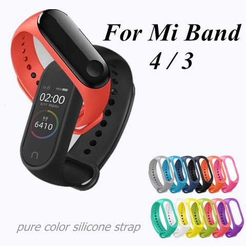 Pure Color Silicone strap for xiaomi mi band 4 3 bracelet Replacement wrist band Straps MiBand 4 Miband 3 Straps ► Photo 1/6