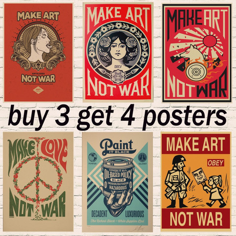 Canada gevoeligheid Vallen Make Art Not War poster vintage style posters Home Wall Decoration wall  Retro kraft paper buy 3 get 4 postes New style - Price history & Review |  AliExpress Seller - The