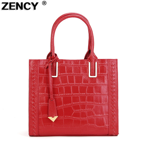 ZENCY Genuine Leather Women Tote Bags Ladies Real Leather Handbags Long Strap Messenger Bag Hobo Satchel Tote Bolso ► Photo 1/1