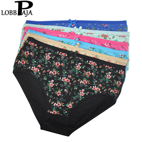 LOBBPAJA Lot 6 pcs Women Underwear Cotton High Waist Plus Size