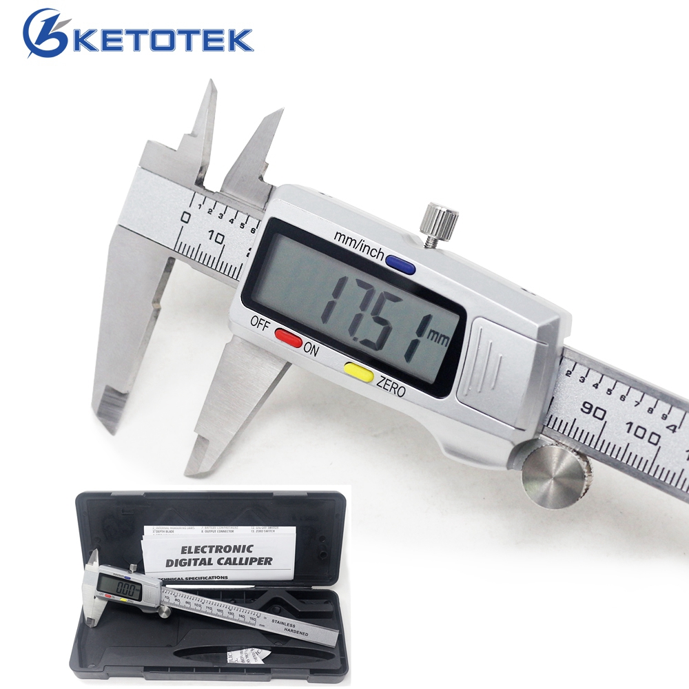 6 150mm Stainless-Steel Digital Vernier Caliper LCD Electronic Micrometer Gauge 