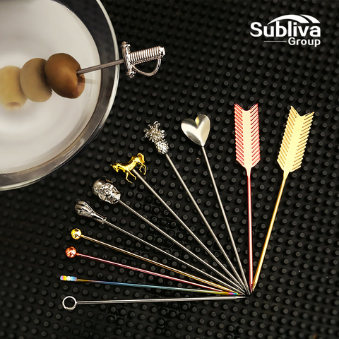 3ps Cocktail Pick Stainless Steel Fruit Sticks Bar Tools Drink Stirring Sticks Martini Picks Party Wedding Accessory ► Photo 1/6