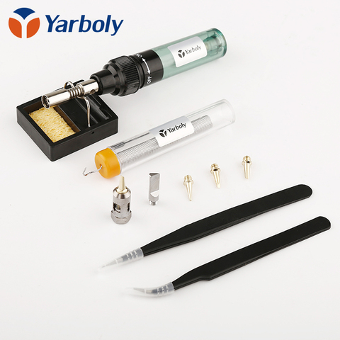 Aerated Flame Butane Gas Soldering Iron Kit Set Pen Flame Torch DIY Tool Cordless Solder Iron +Stand+nozzle+tweezers+Solder Wire ► Photo 1/6