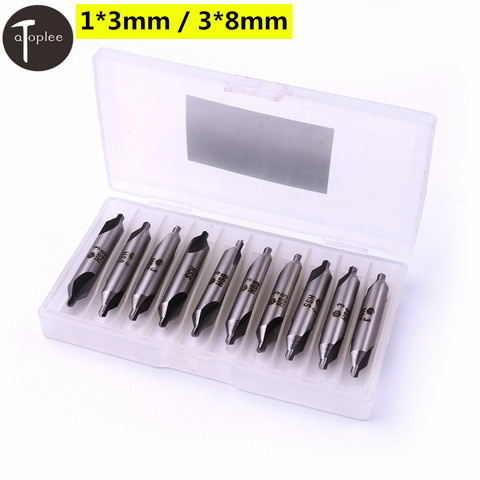 10Pcs 2 Types HSS Center Drill Bits 2 Flutes 60 Degree Angle Precision Combined Countersink Drill Bit Power Tools 1x3mm /3x8mm ► Photo 1/6