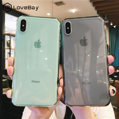Lovebay For iPhone 7 Phone Case Clear Solid Candy For iPhone 11 12 Pro XS Max 6s 7 8 Plus SE 2022 X XR Soft TPU Silicone Cover ► Photo 1/6