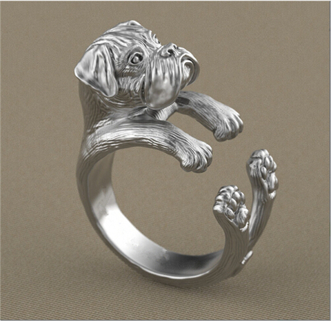 Newest Listed  Retro Handmade Boxer Dog Ring Pet Dog Ring Gift Idea ► Photo 1/6