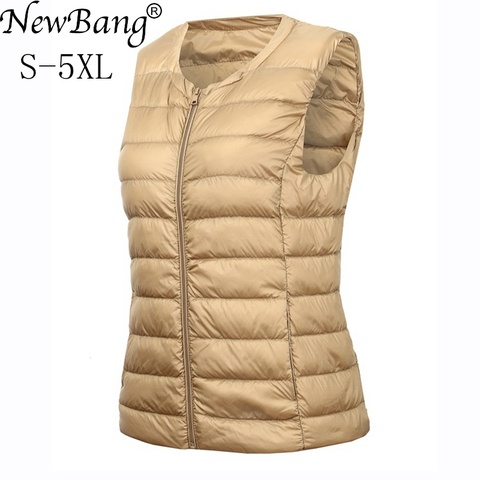 NewBang Brand 4XL 5XL Large Size Waistcoat Women's Warm Vest Ultra Light Down Vest Women Portable Sleeveless Winter Warm Liner ► Photo 1/6