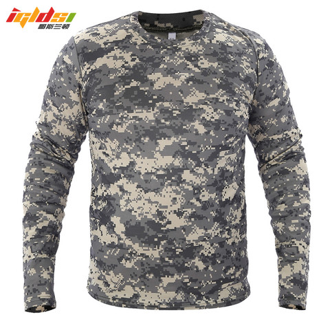 2022 New Tactical Military Camouflage T Shirt Male Breathable Quick Dry US Army Combat Full Sleeve Outwear T-shirt for Men S-3XL ► Photo 1/6