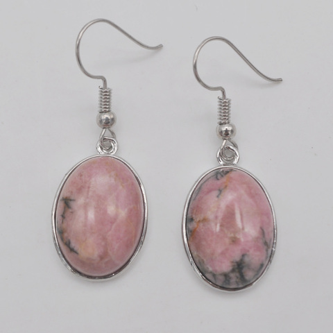 Rhodonite Stone Oval beads Dangle Earrings Jewelry For Woman Gift T247 ► Photo 1/3