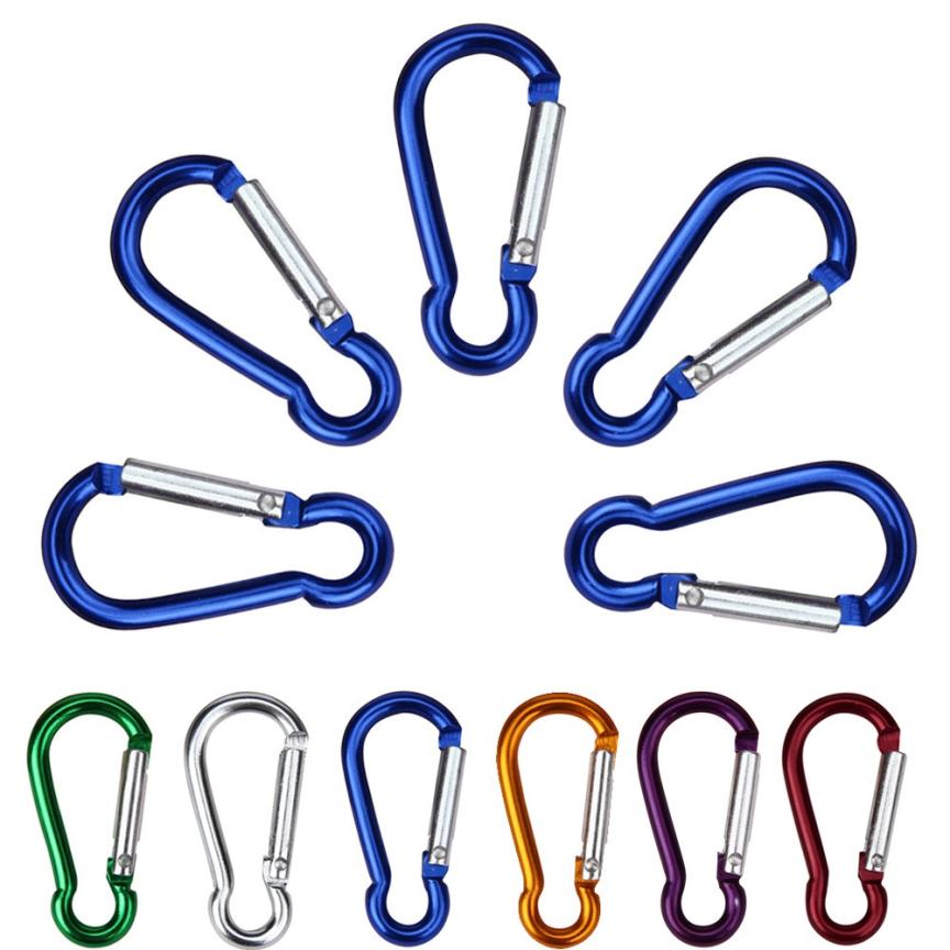 5pcs Nickel Alloy Outdoor Hiking Spring Keychain Carabiner Key Ring Hook Clip
