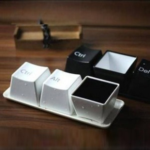 drop shipping ! Creative cup tea cup set Keyboard cup fashion cups Black color ( Ctrl Del Alt ) 3 pieces/mugs promotion gifts ► Photo 1/4