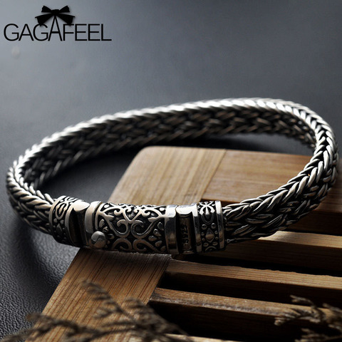 GAGAFEEL 100% 925 Silver Bracelets Width 8mm Classic Wire-cable Link Chain S925 Thai Silver Bracelets for Women Men Jewelry Gift ► Photo 1/6