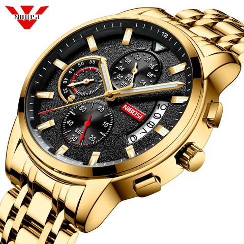 NIBOSI New Brand Quartz Watch Men Sport Watches Men Steel Band Military Clock Waterproof Gold Wrist Mens Watch Relogio Masculino ► Photo 1/6