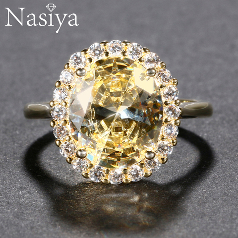 Luxury 925 Sterling Silver Spinel Rings Gold Color Finger Ring Wedding Engagement Cubic Zirconia Rings For Women Wholesale New ► Photo 1/5