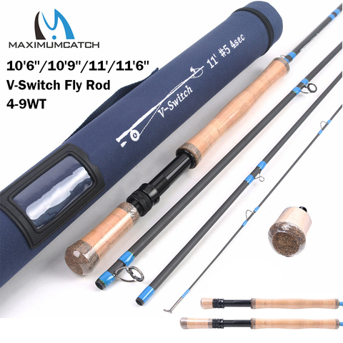 Maximumcatch 10'6''/10'9''/11'/11'6'' 4-9WT Switch Fly Rod With Changable Fighting Butts With Cordura Tube Fly Fishing Rod ► Photo 1/6