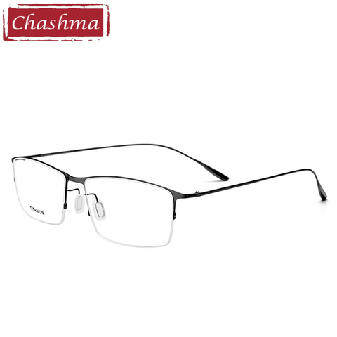 Chashma Brand Men Quality Eyeglasses Male Half Frame Semi Rimmed Light Myopia Titanium Glasses Frames for Prescription Lens ► Photo 1/6