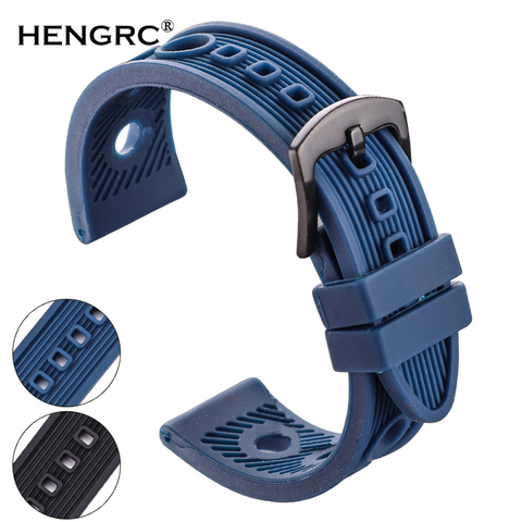 22mm Rubber Watchband Strap Men Soft Diving Black Blue Sport Watch Band Bracelet Metal Pin Buckle Watch Accessories ► Photo 1/6