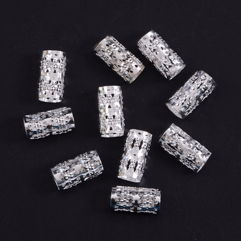 New 34ps/pack Silver Plated Hair Braid Dread Dreadlock Beads Adjustable Braids Cuff Clip 8MM Hole Micro RingBead DIY Hairstyling ► Photo 1/5