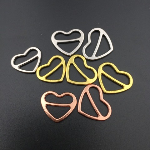 wholesales 20 pcs / lot Zinc alloy bra sliders heart shape lingerie strap adjusters swimwear accessory ► Photo 1/2