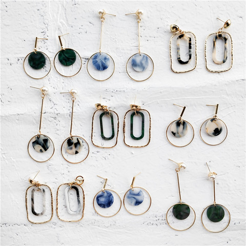 Women Geometric Rectangle Dangle Drop Long Acrylic Hollow Jewelry Earrings