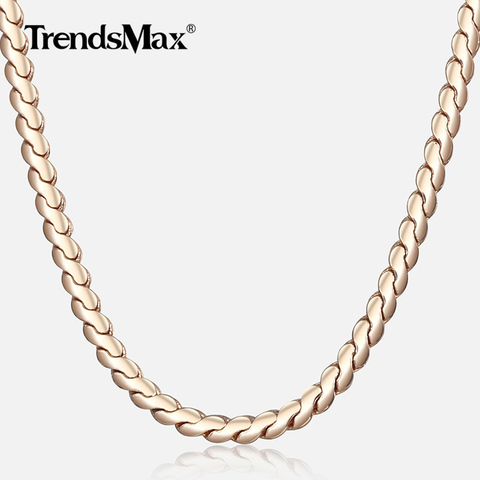 Womens Necklace 585 Rose Gold Serpentine Link Herringbone Chain Necklace For Women Jewelry Fashion Gifts Drposhipping 2mm CN16 ► Photo 1/6