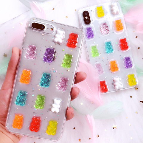 Qianliyao Cute 3D Candy Colors Bear Phone Case for Samsung Galaxy S20 S10 S10E S9 S8 Plus Note 20 10 Pro Note 9 8 Soft Cover ► Photo 1/6