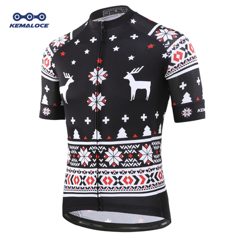 Anti-Wrinkle Black Christmas Cycling Jersey Short sleeves 2022 New Hombre Bike Wear Maillot Top Summer Pro Cyclist Clothes Shirt ► Photo 1/6