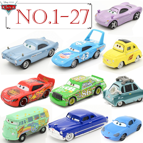 No.1-27 Disney Pixar Cars METAL Diecast cars Disney McQueen The King Chick Hick 1:55 Diecast kid toys for Children Boys Gift ► Photo 1/5