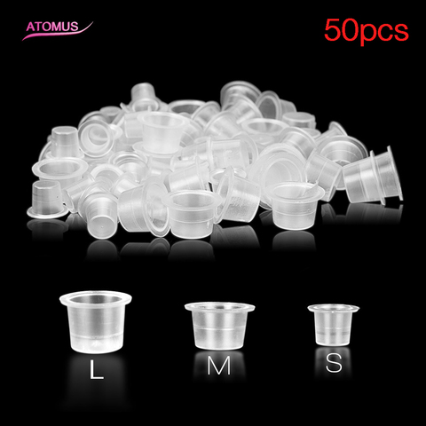 50pcs Tattoo Accessory S/M/L Plastic Disposable Tattoo Ink Cups Microblading Permanent Makeup Pigment Clear Holder Container Cap ► Photo 1/6