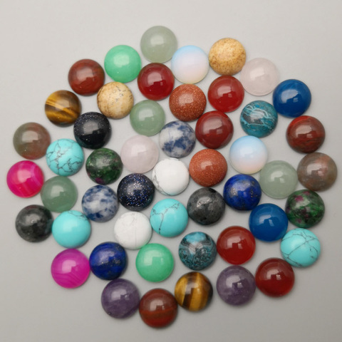 natural stone round cabochon beads for Jewelry making 6MM 8MM 10MM 12MM 50-200PCS  mixed Ring Accessories wholesale no hole ► Photo 1/4