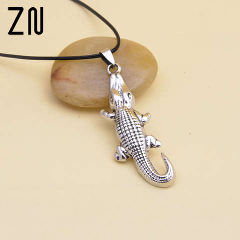 Fashion Cute And Fine Titanium Steel Crocodile Pendant Rope Necklace for Lady Women And Men ► Photo 1/4