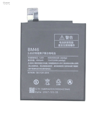Ciszean 1x BM46 Battery For Xiaomi Redmi Note 3 Mi Note3 Pro 3 prime 4000mAh Mobile Phone Batteria Batterij Batteries ► Photo 1/6