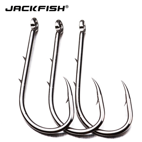JACKFISH #6-#6/0 Fishing Hook 50pcs Pesca barbed hook Baitholder