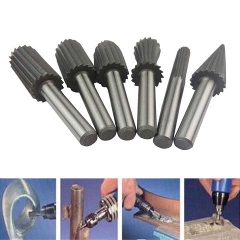 6pcs 6mm Engraving Bit Milling Cutter Burr Rotary Burr Set HSS Rotary Files For Metal Plastic Wood Electric Grinding Cutter File ► Photo 1/6