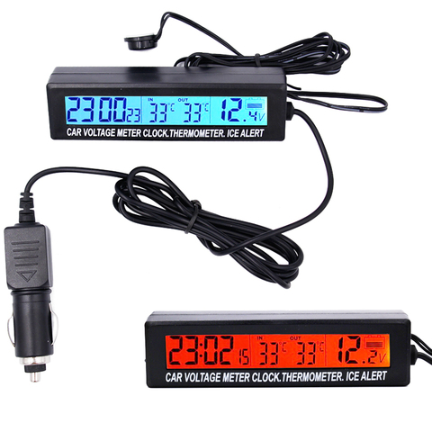 3 in 1 Multifunctional Digital LCD Screen Car voltage clock thermometer Auto Thermometer Voltmeter Temperature Monitor 40%off ► Photo 1/6