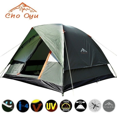 3-4 Person Camping Tent Dual Layer Windbreak Waterproof Anti UV Tourist Tents for Fishing Hiking Beach Travel 3 Season Tent ► Photo 1/6