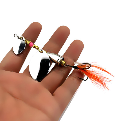 9.3cm Double Sequin Metal Spoon Lure 16.3g Spinner Fishing Lure Bass Baits  Feather Hook ► Photo 1/6