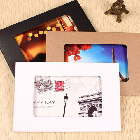10pcs White Black Kraft Paper Postcard Box With Window Foldable Photo Box  DIY Greeting Card Packaging Display Box Photo Holder ► Photo 1/6