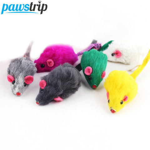 10Pcs/lot Rabbit Fur False Mouse Pet Cat Toys Feather Rainbow Ball Toy Cayts Mini Funny Playing Toys For Cats Kitten 2inch ► Photo 1/6
