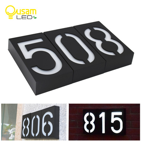 House Number Outdoor Custom 12'' Height Acrylic Backlit House Numbers Black Metal  Numbers - AliExpress