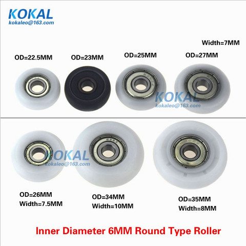 [R-ID6]Low noise all kinds inner hole 6mm ball bearing roller wheel Round type POM window roller wheel 22mm 23mm 25mm 26mm 27mm ► Photo 1/1
