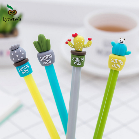 1 Pieces Lytwtw's Korean Stationery Cute Cactus Pen Advertising Gel Pen School Fashion Office Kawaii Supply ► Photo 1/6