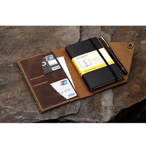 Distressed real genuine leather cover organizer for moleskine daily planner classic notebook cahier journal POCKET 3.5