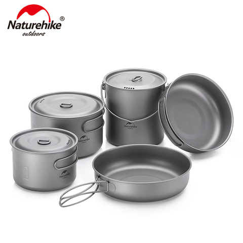 Naturehike Lightweight High Strength Titanium Cookware Outdoor Camping Pot Portable Frying Pan Self-cleaning Function NH18T101-A ► Photo 1/6